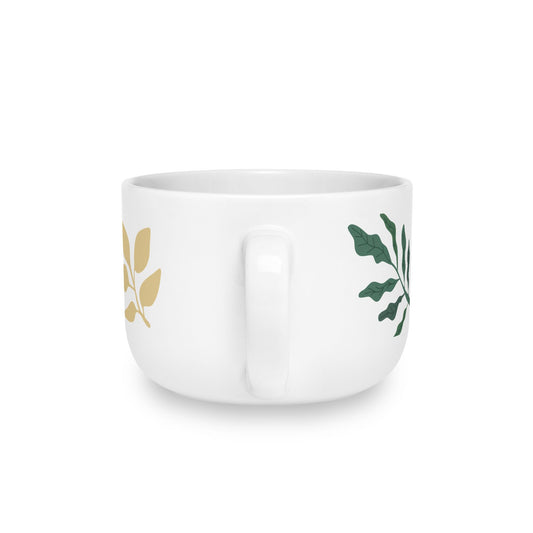 Floral Doodle Ceramic Latte Mug — 25oz Oversized Flower Coffee Cup