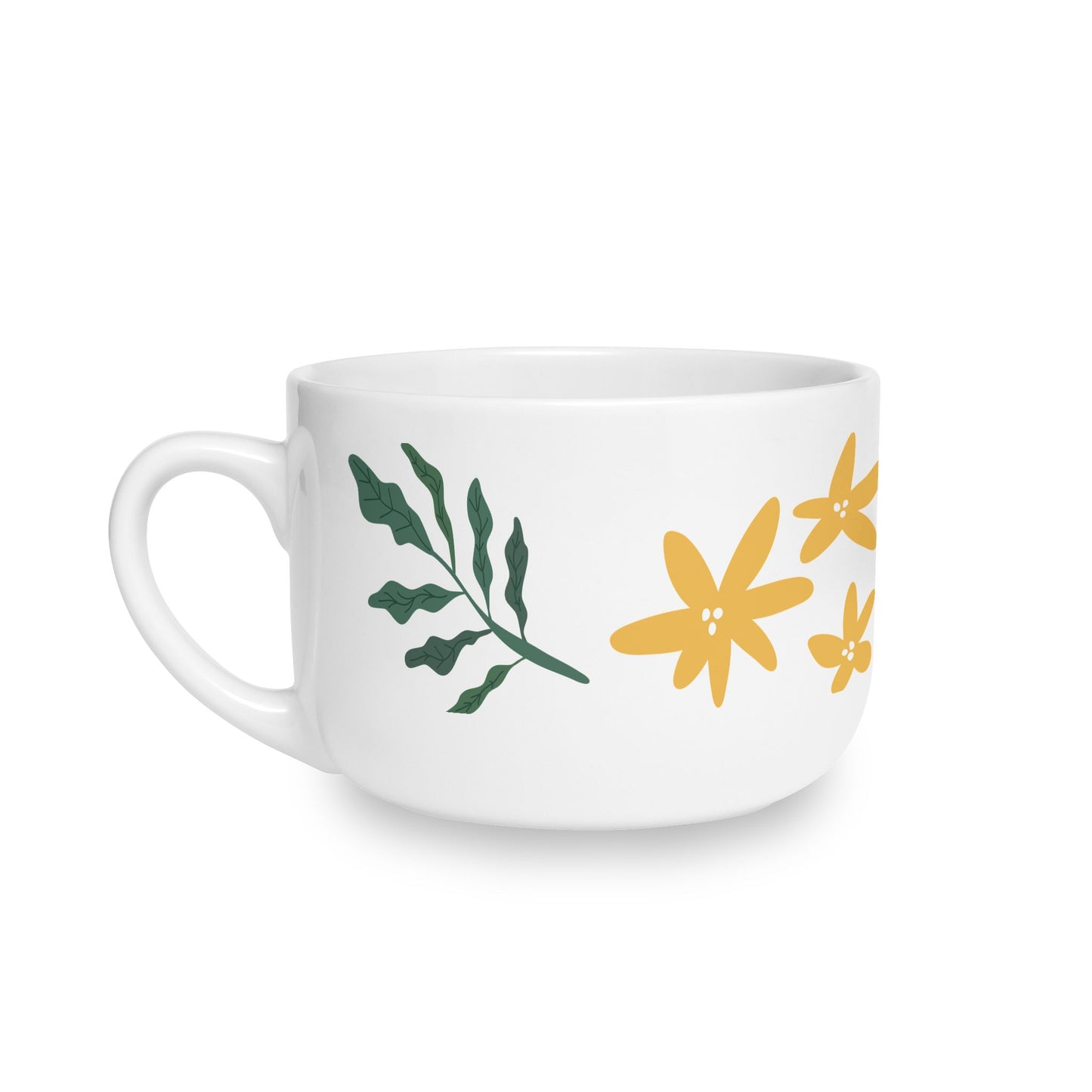 Floral Doodle Ceramic Latte Mug — 25oz Oversized Flower Coffee Cup